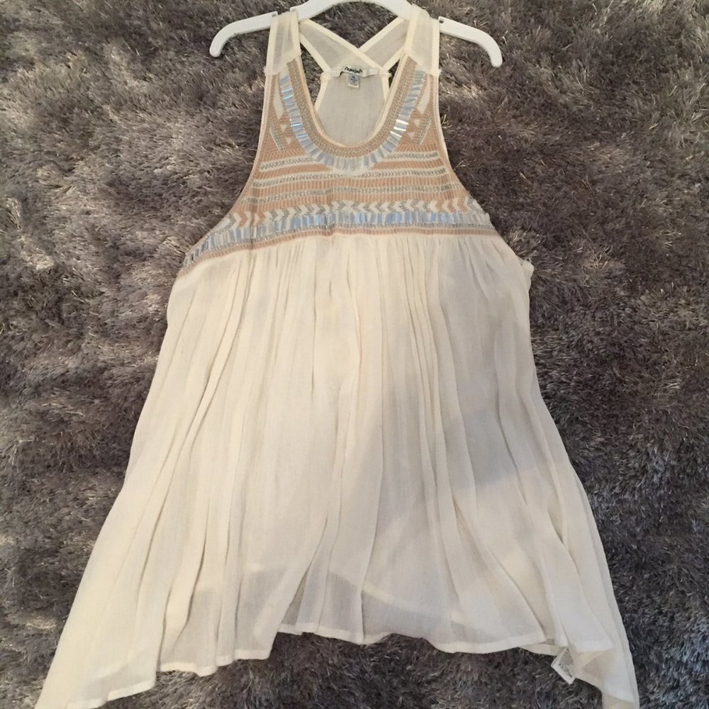 Papaya Flowy Sleeveless Embroidered Summer Top